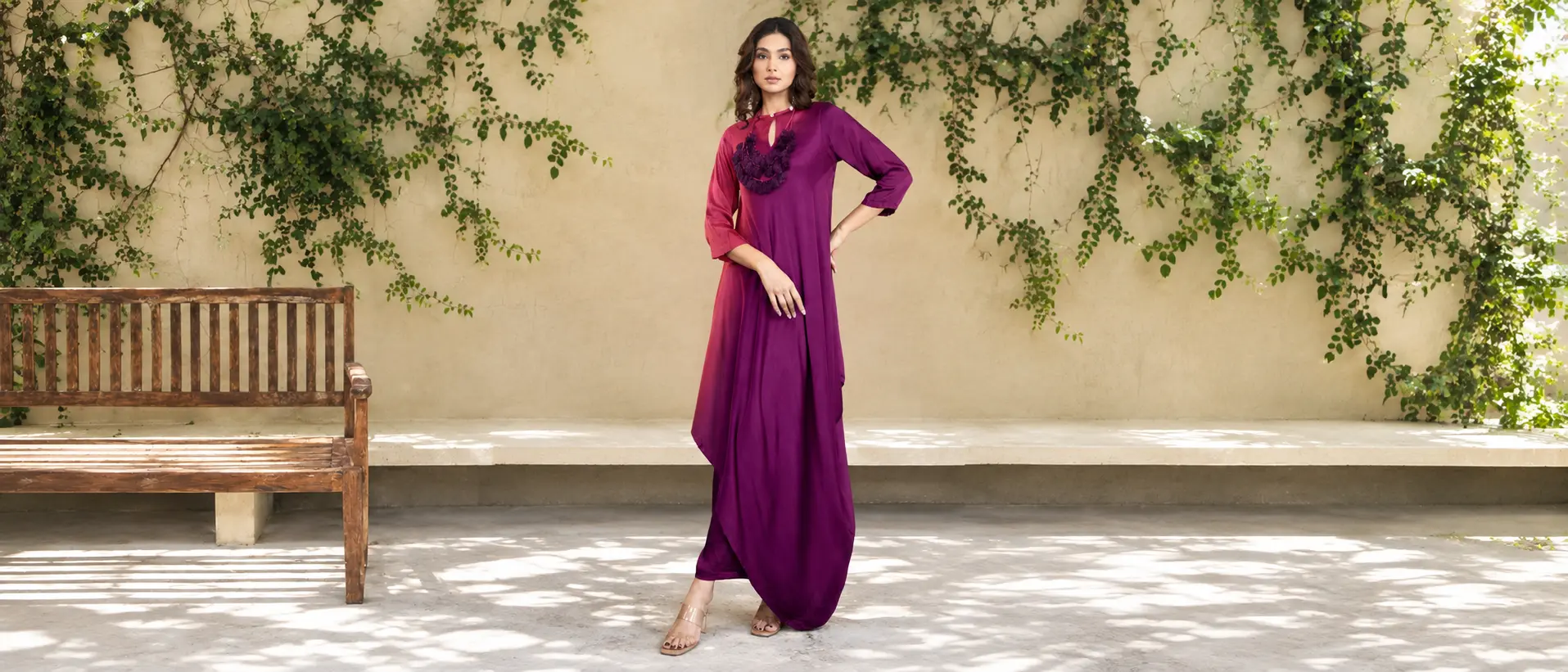 magenta-pink-ombre-kaftan-suit